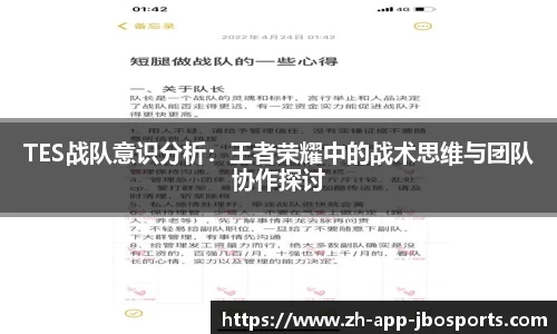 TES战队意识分析：王者荣耀中的战术思维与团队协作探讨